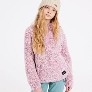 OUTDOOR KIDS • Pink Teddy Sherpa Quarter Zip Pullover